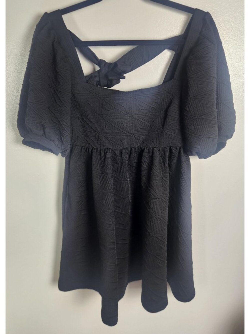 Free People Women's Sz. S Black BabyDoll Back Tie Mini Dress